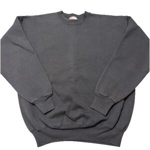 Vintage Blank Hanes Premium Weight Sweatshirt Black Mens L USA Faded